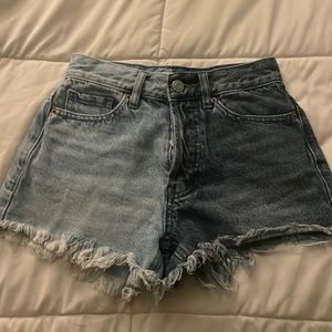 2 sided colored denim shorts.